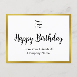 Postal Feliz Cumpleaños Dorado y Blanco Elegante Negocios