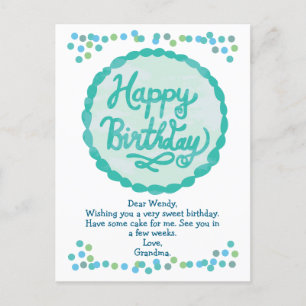 Postal Feliz Cumpleaños Dulce Hand Lettered Cake Confetti