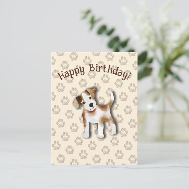 Postal Feliz cumpleaños editable Jack Russell Terrier (Anverso de pie)
