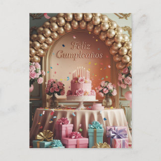 Postal “Feliz Cumpleaños” Elegante Cumpleaños Rosa y Dora