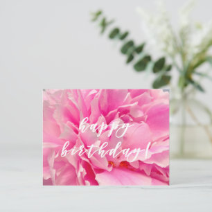 Postal ¡Feliz Cumpleaños! Elegantes Peonías Rosadas