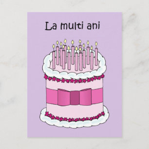 Postal Feliz Cumpleaños en Pastel de Dibujos Animados Rum