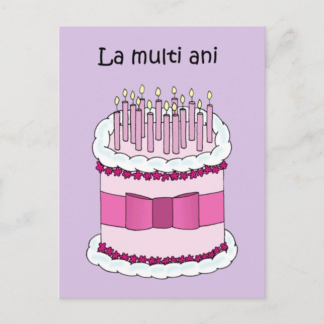 Postal Feliz Cumpleaños en Pastel de Dibujos Animados Rum (Anverso)