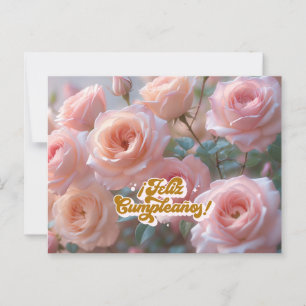 Postal Feliz Cumpleaños en Rosas Rosadas Cumpleaños