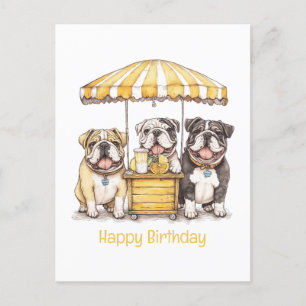 Postal Feliz Cumpleaños English Bulldogs Puesto de Limona