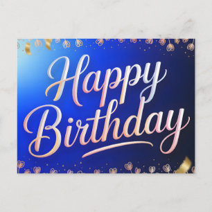 Postal Feliz Cumpleaños Escritura Cursiva con Cintas Dora