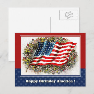 Postal Feliz cumpleaños, Estados Unidos. Bandera de Estad