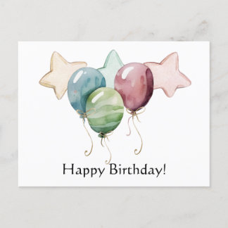 Postal Feliz Cumpleaños Estrellas y Globos
