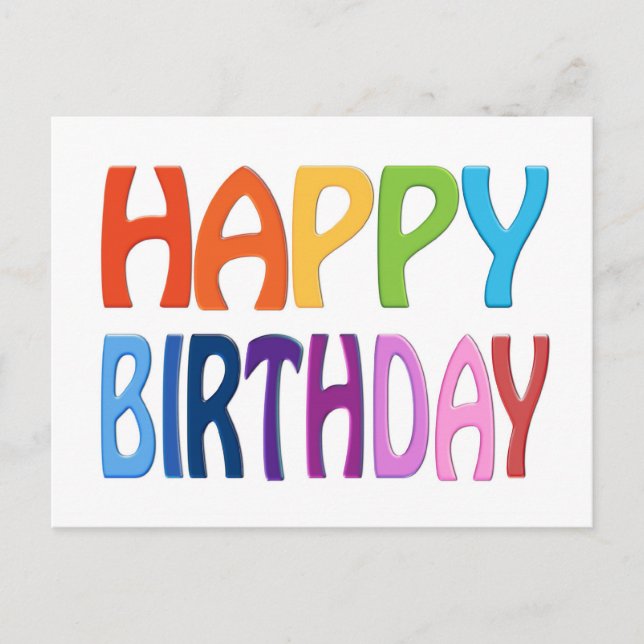 Postal Feliz cumpleaños - Feliz saludo colorido (Anverso)