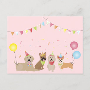 Postal Feliz Cumpleaños Fiesta de Perros