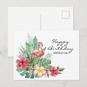 Postal feliz cumpleaños Flamingo