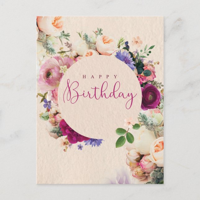 Postal Feliz cumpleaños fleurs (Anverso)
