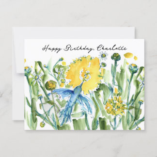 Postal Feliz Cumpleaños Flores Colibrí Personalizadas