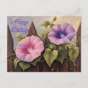 Postal Feliz Cumpleaños Flores de Gloria de la Mañana Ros