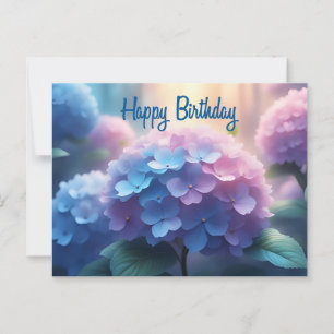 Postal Feliz Cumpleaños Flores de Hortensia 