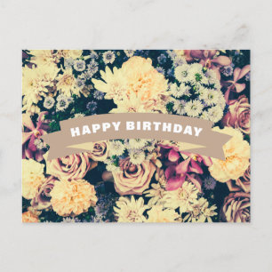 Postal Feliz Cumpleaños Flores Mixtas