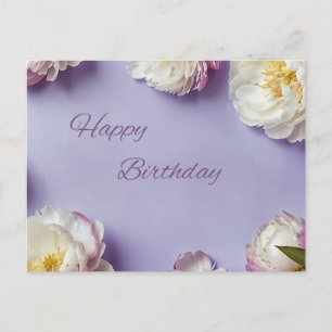 Postal Feliz Cumpleaños Flores Peonía 