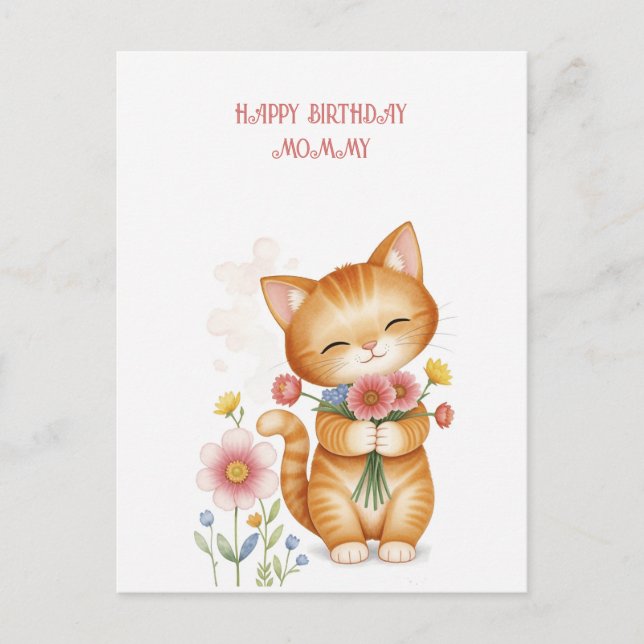 Postal Feliz cumpleaños gatita mamá (Anverso)