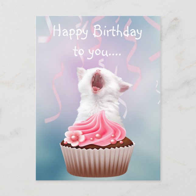 Postal Feliz cumpleaños gatito (Anverso)