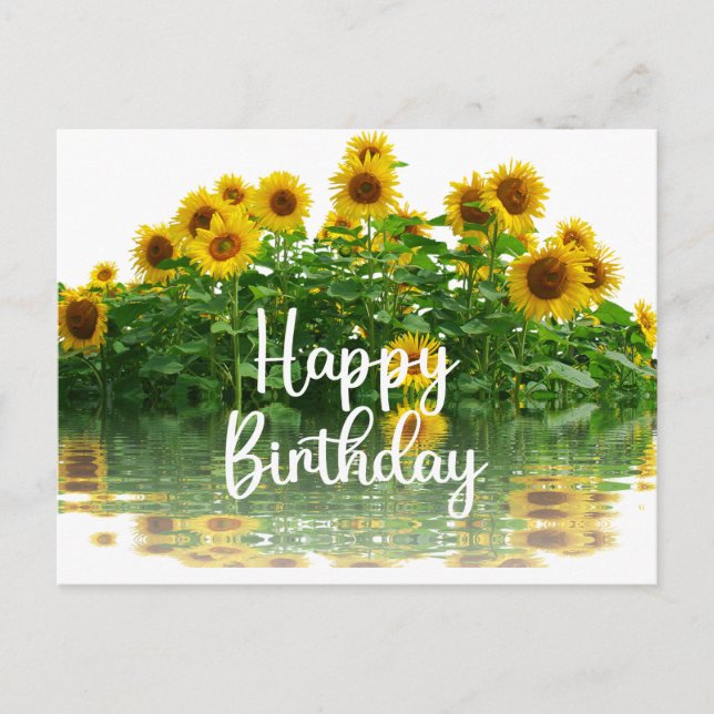 Postal Feliz cumpleaños, girasoles amarillos (Anverso)