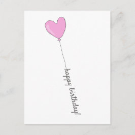 Postal Feliz Cumpleaños - Globo con forma de corazón rosa