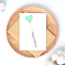 Postal Feliz Cumpleaños - Globo con forma de corazón teal