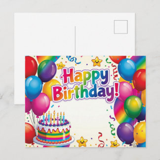 Postal Feliz Cumpleaños globos coloridos