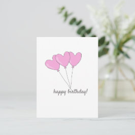 Postal Feliz Cumpleaños - Globos Dulces Corazón Rosa en F