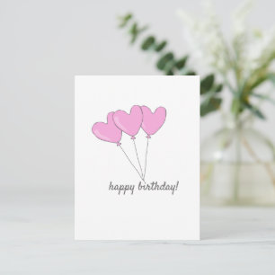 Postal Feliz Cumpleaños - Globos Dulces Corazón Rosa en F