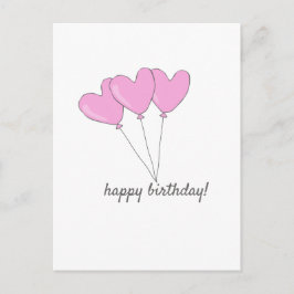 Postal Feliz Cumpleaños - Globos Dulces Corazón Rosa en F