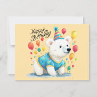 Feliz Cumpleaños Globos Oso Polar Fiesta Arte