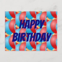 Feliz Cumpleaños Globos Rojos Amarillos Azules Col