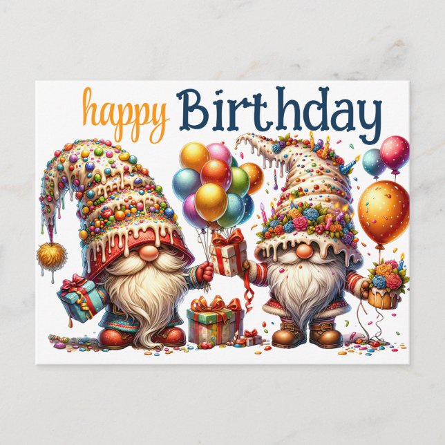 Postal Feliz cumpleaños Gnomes (Anverso)