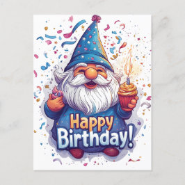 Postal Feliz Cumpleaños Gnomo: Diseño Caprichoso de Cumpl