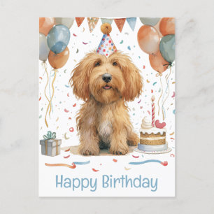 Postal Feliz cumpleaños Goldendoodle Dog