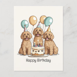 Postal Feliz cumpleaños Goldendoodle Dogs