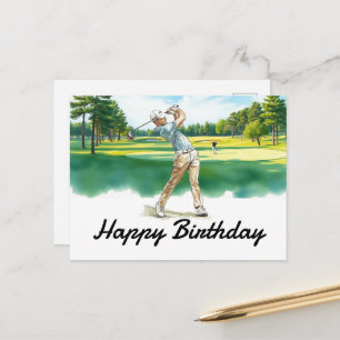 Postal Feliz Cumpleaños Golfista de Golf