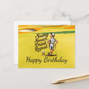 Postal Feliz Cumpleaños Golfista de Golf