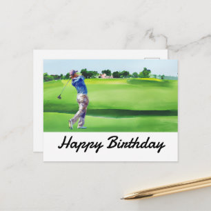 Postal Feliz Cumpleaños Golfista Golf
