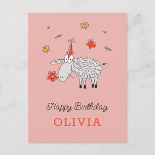 Postal Feliz cumpleaños Gorra Cute Personalizado Lambkin 