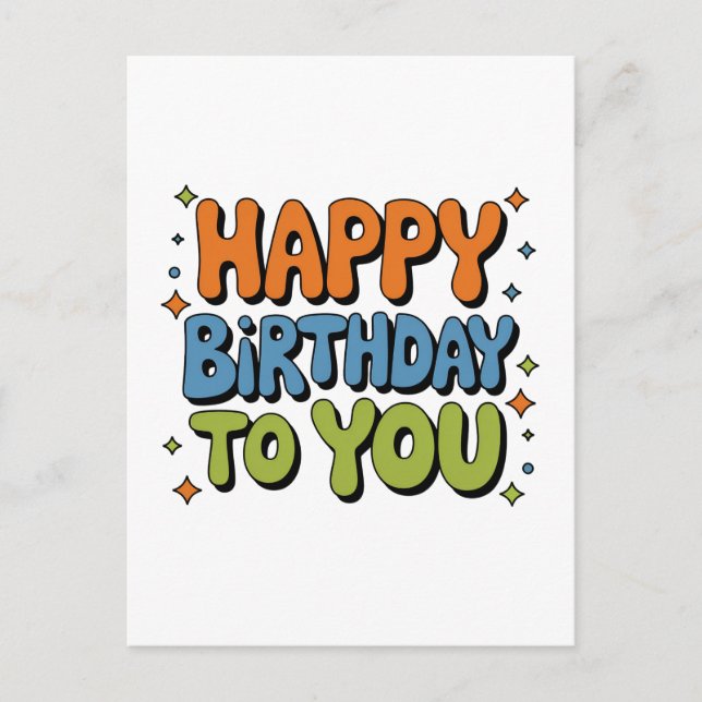 Postal Feliz cumpleaños Groovy (Anverso)