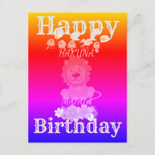 Postal Feliz cumpleaños Hakuna Matata bebé león