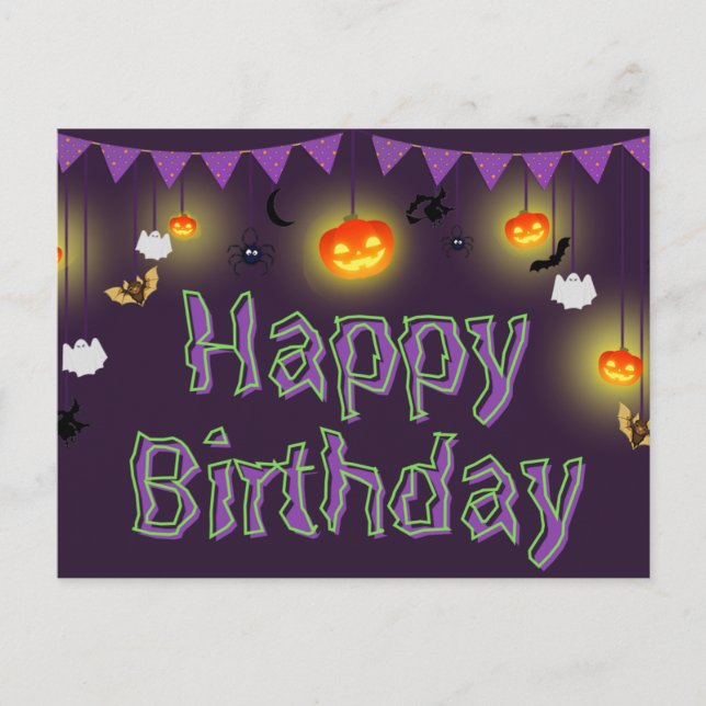 Postal Feliz cumpleaños Halloween (Anverso)