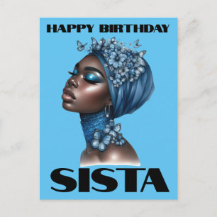 Postal Feliz Cumpleaños Hermana Magia de Chica Negra Amor