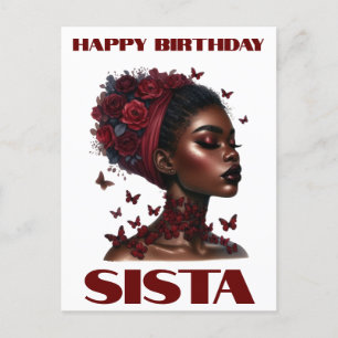 Postal Feliz Cumpleaños Hermana Magia de Chica Negra Amor