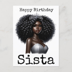 Postal Feliz Cumpleaños Hermana Mujer Melanina Mujeres Ne