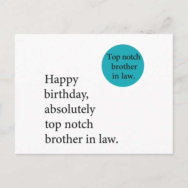 Postal Feliz cumpleaños hermano político de primera, incr (Anverso)