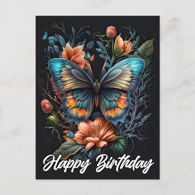 Postal Feliz Cumpleaños | Hermosa Mariposa (Anverso)