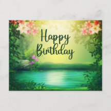 Tarjeta De Felicitación De Cumpleaños Con Insertos Para Fotos - Diseño De Bosque Y Zorros Abstractos #15616