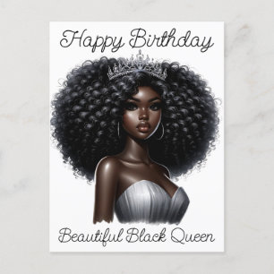 Postal Feliz cumpleaños hermosa reina negra melanina herm